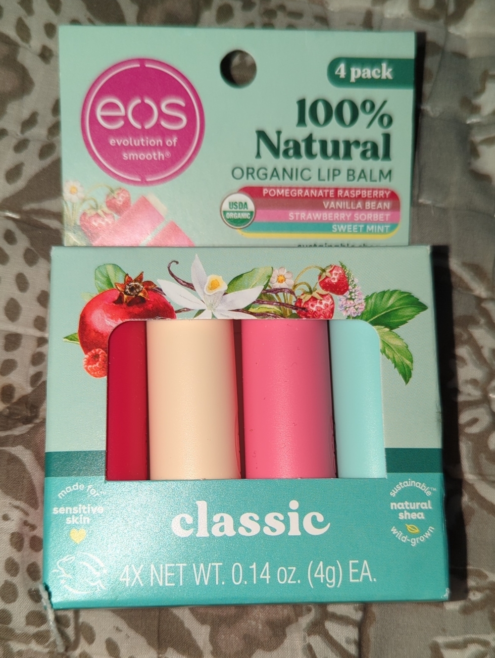 eos Classic Lip Balm 4-Pack in Red, Cream, Pink, Light Blue